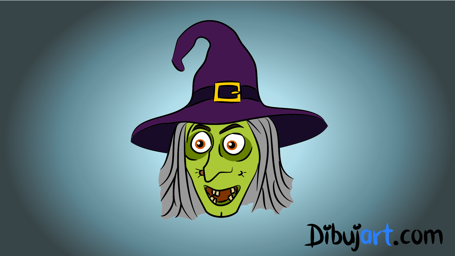 Cómo dibujar la cara de una Bruja Malvada - Dibujos de Halloween |  