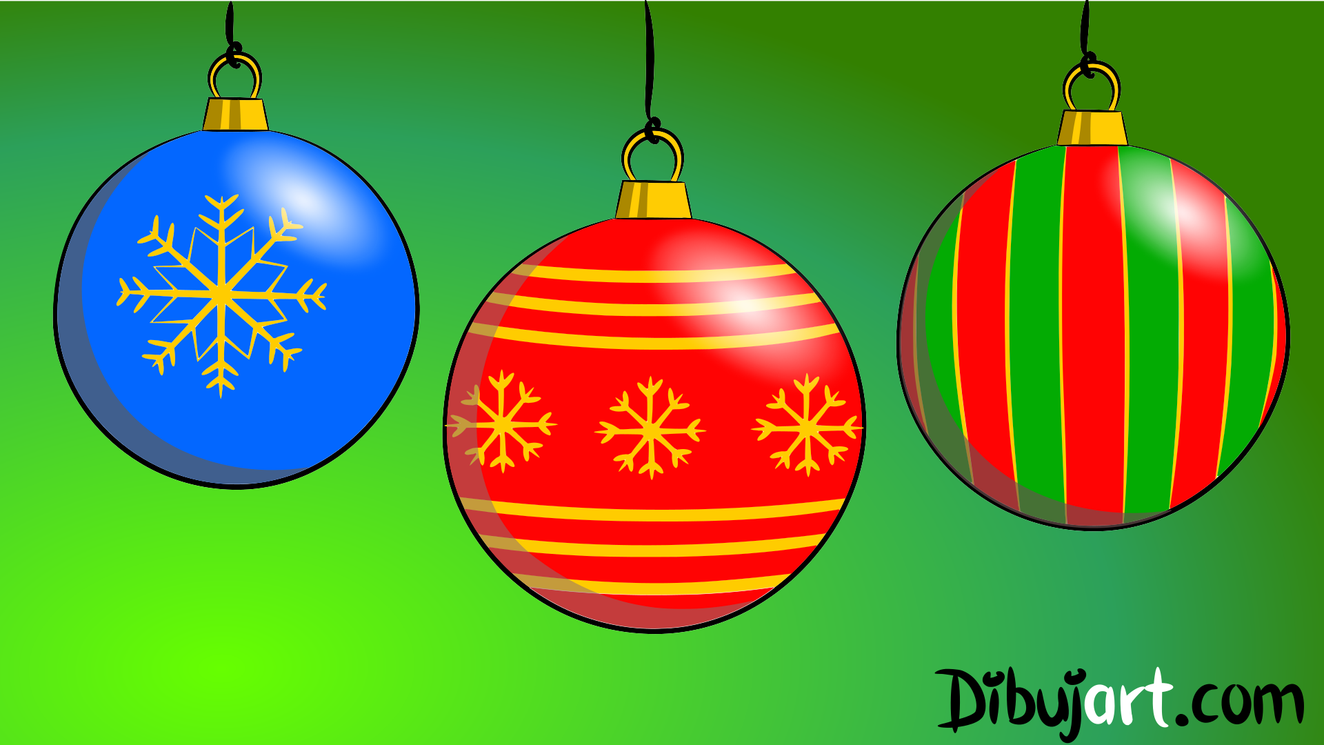 Cómo dibujar unas Bolas de Navidad - Dibujos de Navidad 