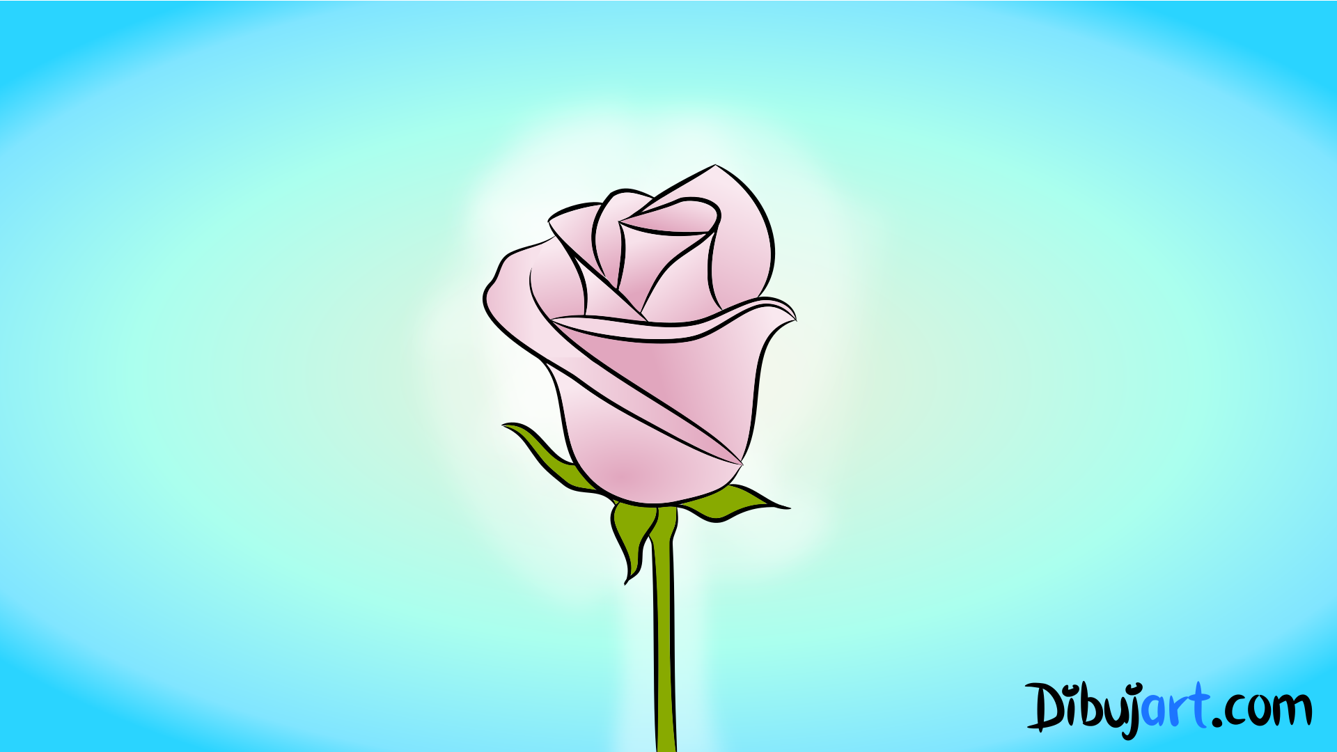 Cómo dibujar una Rosa #4 - dibujos de Rosas color claro 