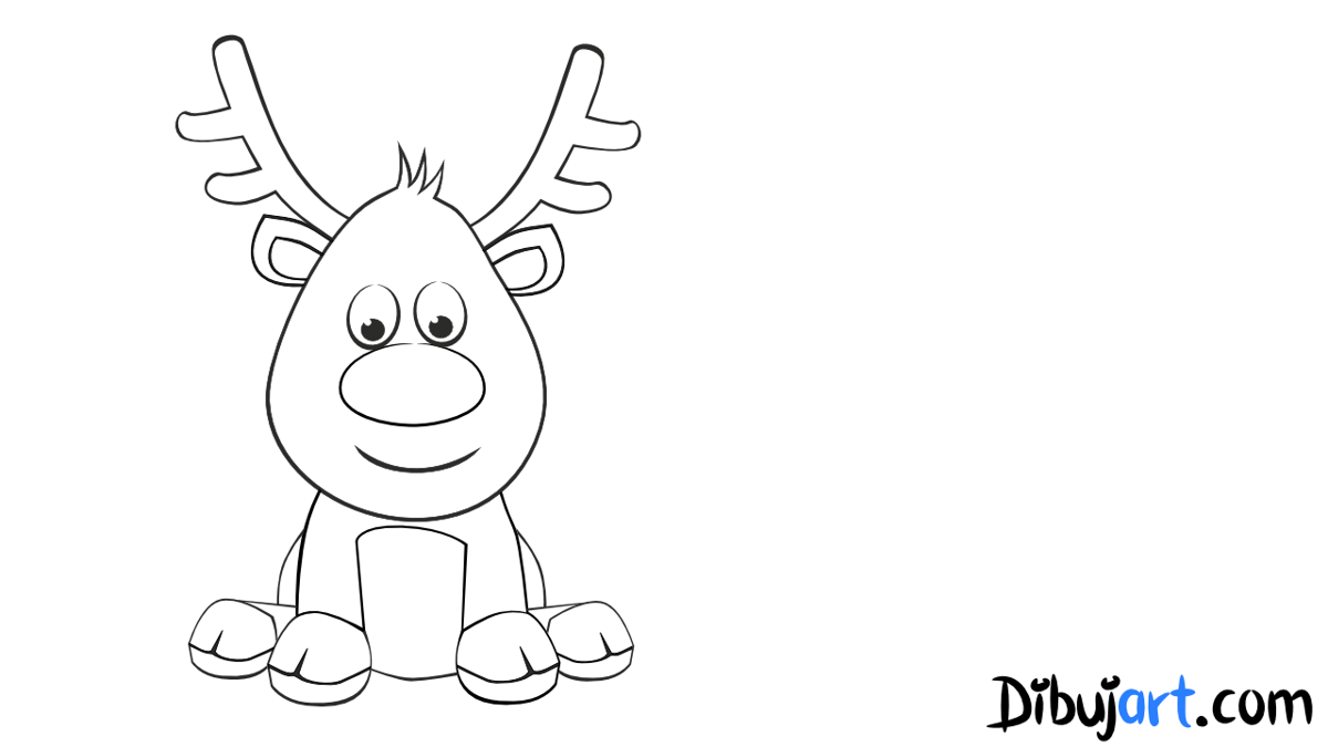 Dibujo de Rodolfo el reno (el reno de Papa Noel) 