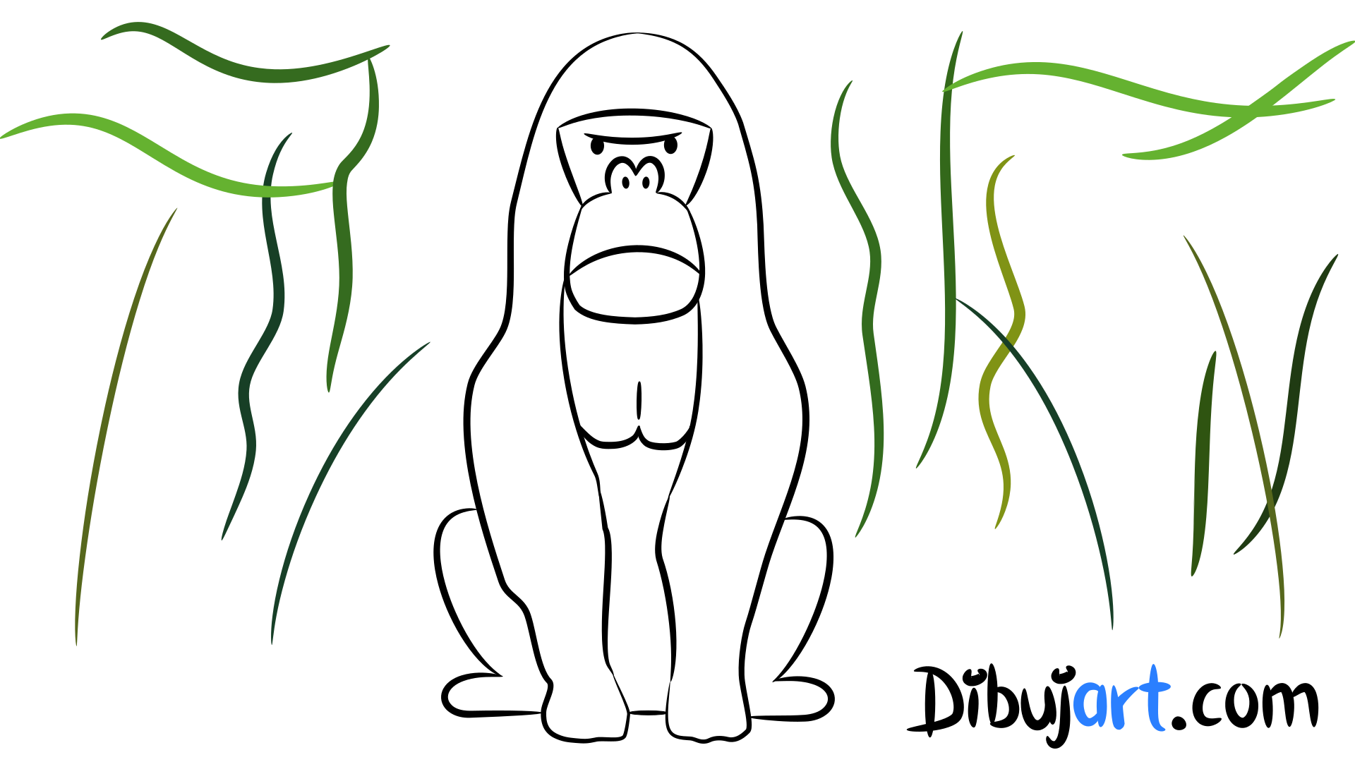 Cómo dibujar un GORILA fácil y rápido - Dibujos de la Selva 