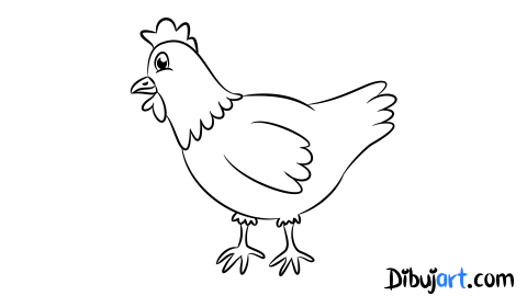 Sketch o bosquejo de una gallina para colorear