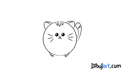 Cómo dibujar un gato kawaii tierno - Sketch o Bosquejo para colorear