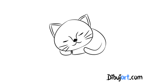 Cómo dibujar un gato bebé tierno durmiendo- Sketch o Bosquejo para colorear