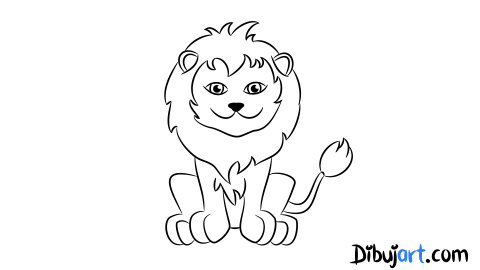 Cómo dibujar un  León sencillo y fácil - Sketch o Bosquejo para colorear