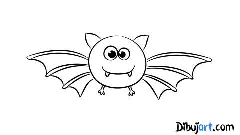 Cómo dibujar un  murciélago sencillo y fácil - Sketch o Bosquejo para colorear