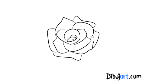 Como dibujar una Rosa sencilla y fácil - Sketch o Bosquejo para colorear